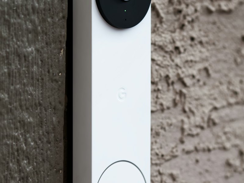 Security camera mounted on an outside wall